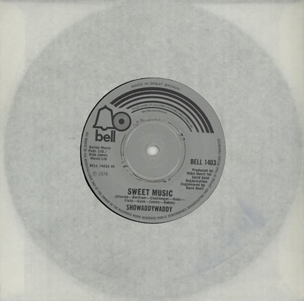 Showaddywaddy Sweet Music UK 7" vinyl single (7 inch record / 45) BELL1403