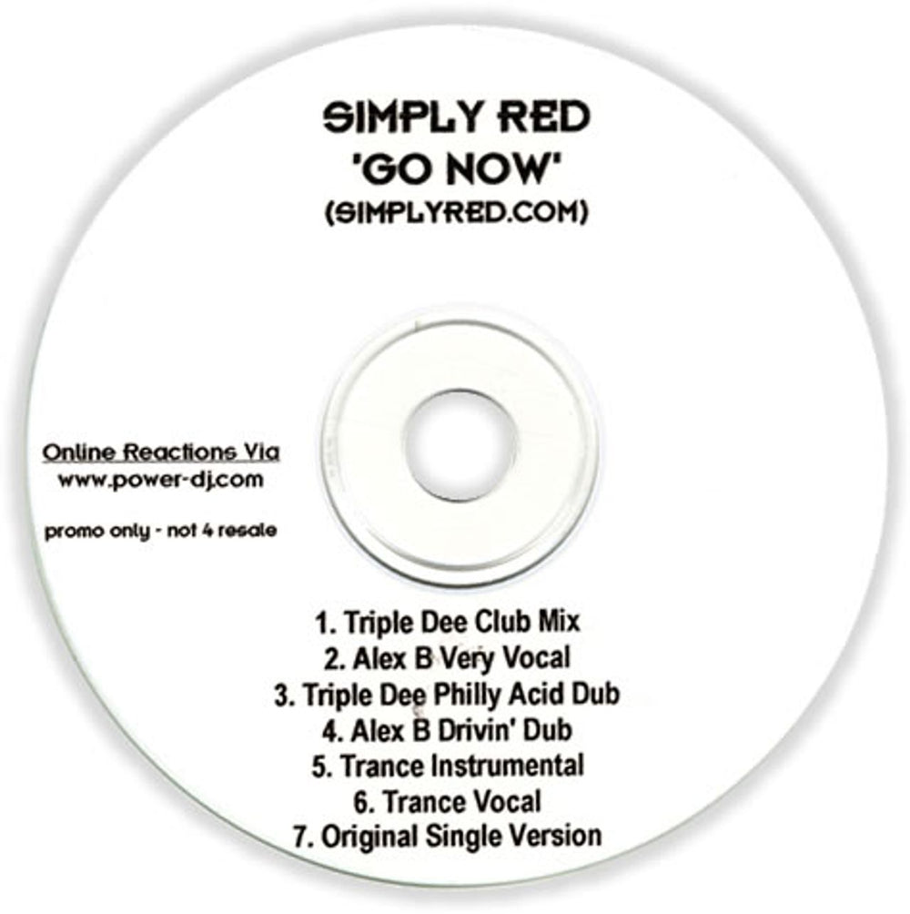 Simply Red Go Now UK Promo CD-R acetate CD-R ACETATE