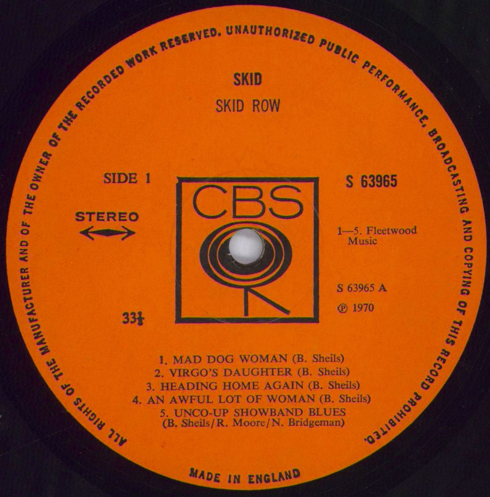 Skid Row (70s) Skid - 1st - VG UK vinyl LP album (LP record) KIWLPSK829657