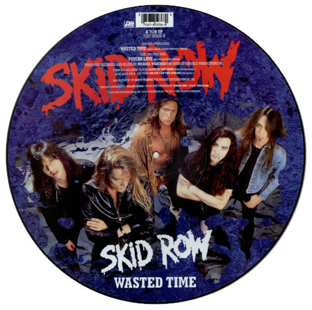 Skid Row (80s) Wasted Time + Stencil UK 12" vinyl picture disc (12 inch picture record) SRO2PWA83874