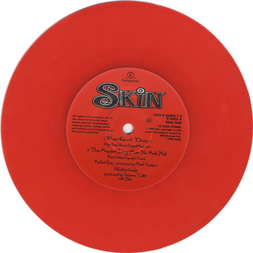 Skin [Rock] Perfect Day - Red Vinyl UK 7" vinyl single (7 inch record / 45) SKN07PE177512