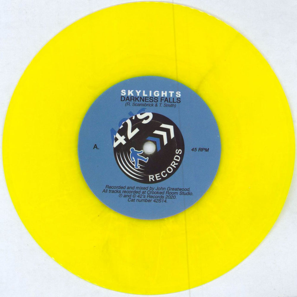 Skylights Darkness Falls - Yellow Vinyl UK 7" vinyl single (7 inch record / 45) 4S607DA787514