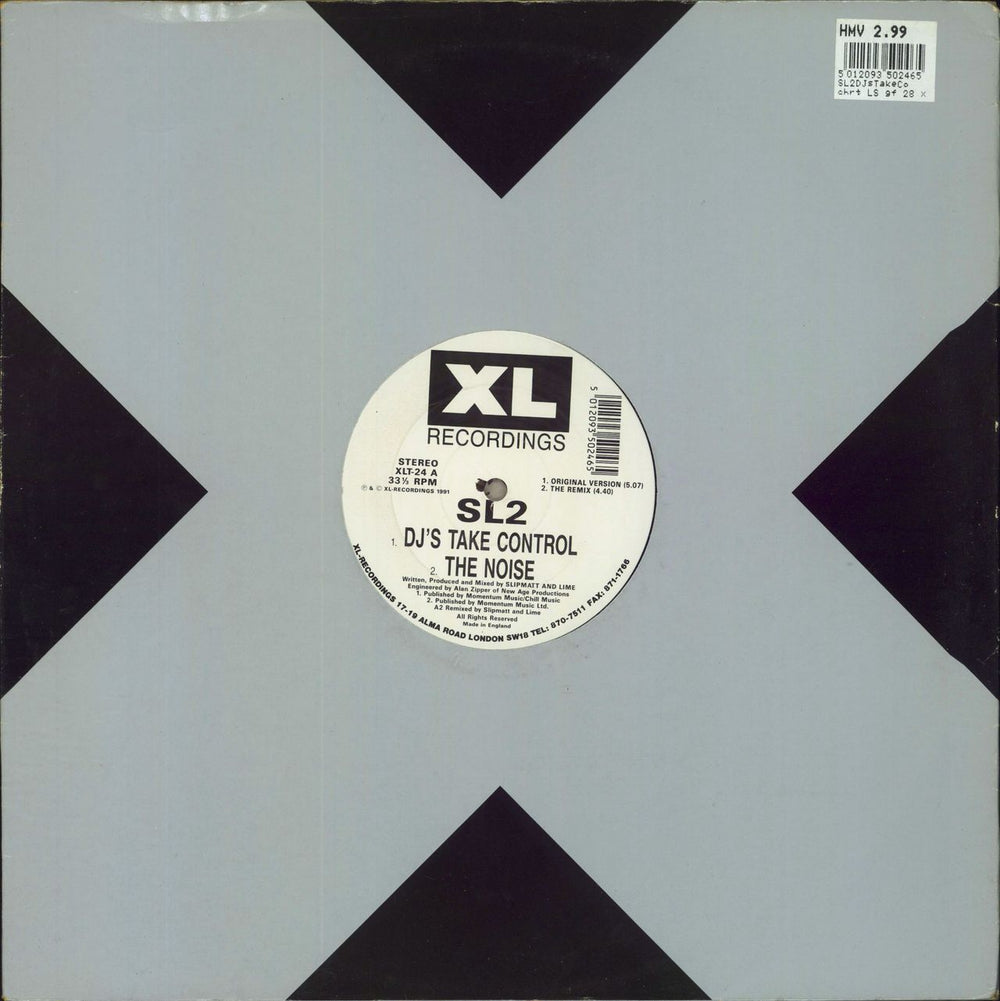 SL2 DJ's Take Control / Way In My Brain UK 12" vinyl single (12 inch record / Maxi-single) XLT-24