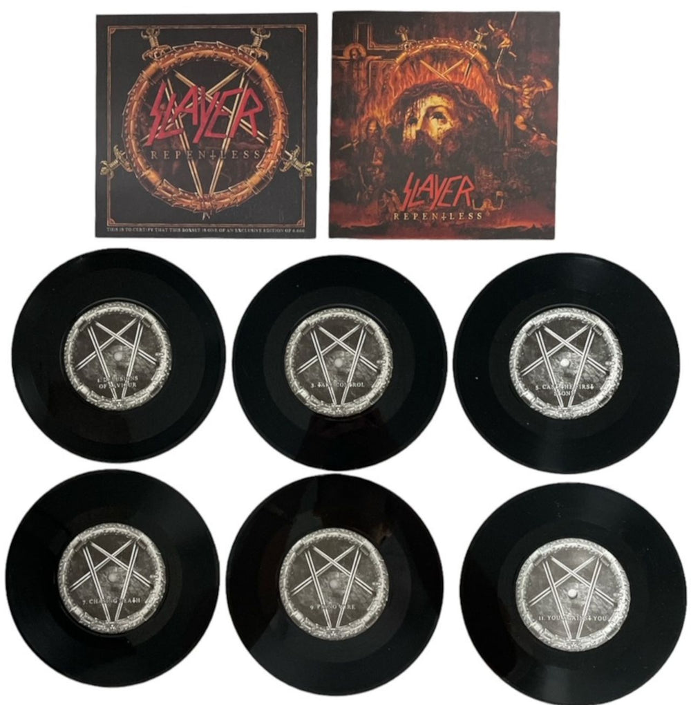 Slayer Repentless - 6 x 6½ Vinyl Box UK 7" single box set SLA7XRE795407