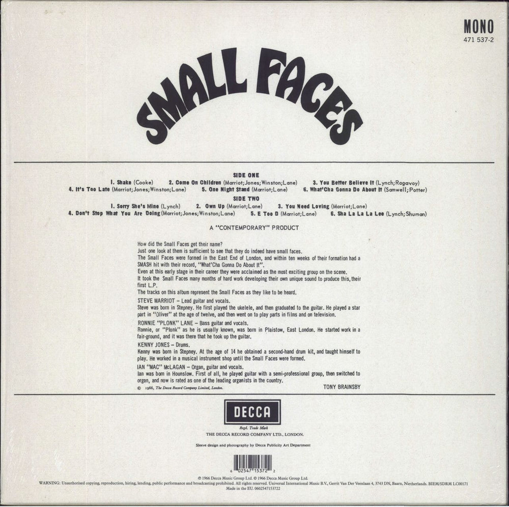 Small Faces Small Faces - 180gm UK vinyl LP album (LP record) 602547153722