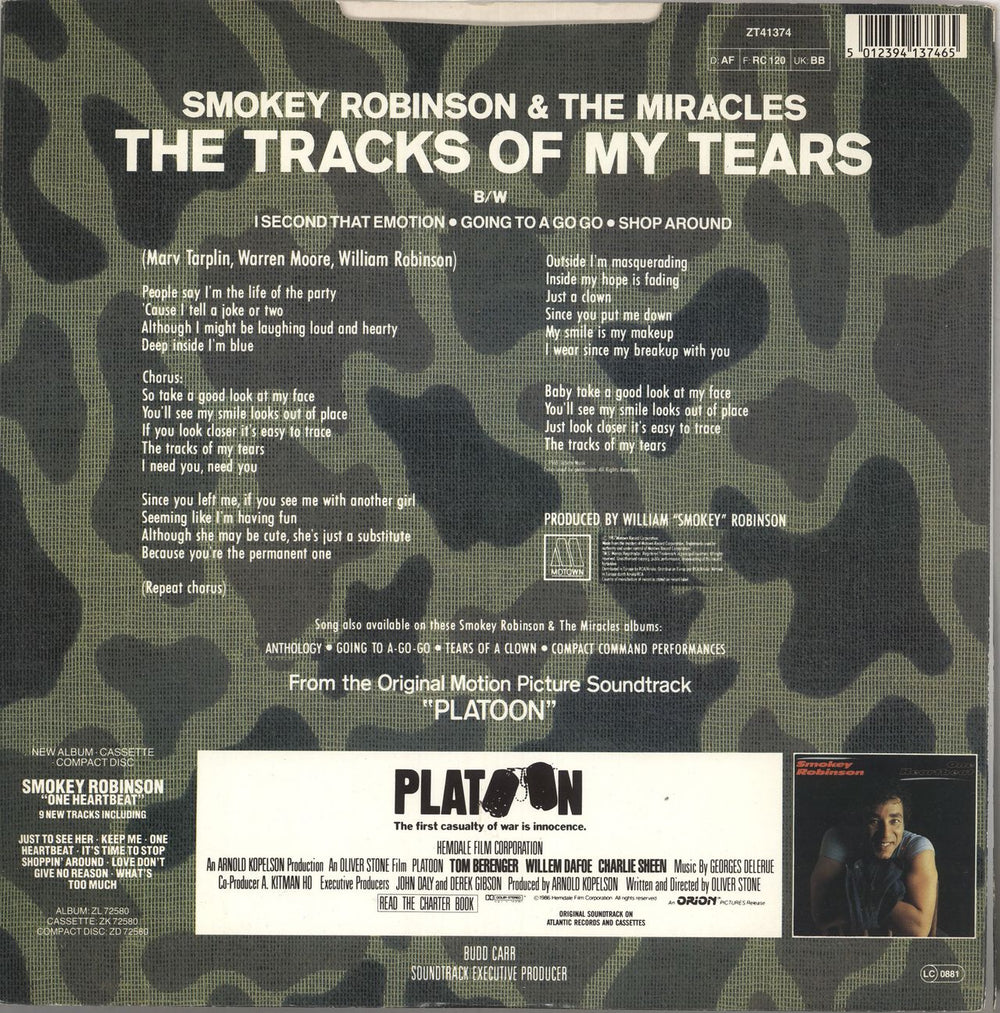 Smokey Robinson & The Miracles The Tracks Of My Tears UK 12" vinyl single (12 inch record / Maxi-single) R+M12TH734993