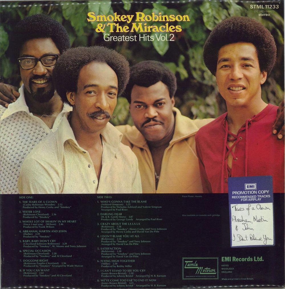 Smokey Robinson Greatest Hits Vol. 2 - Factory Sample UK vinyl LP album (LP record)