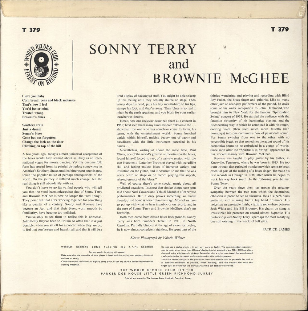 Sonny Terry & Brownie McGhee Sonny Terry And Brownie McGhee UK vinyl LP album (LP record)