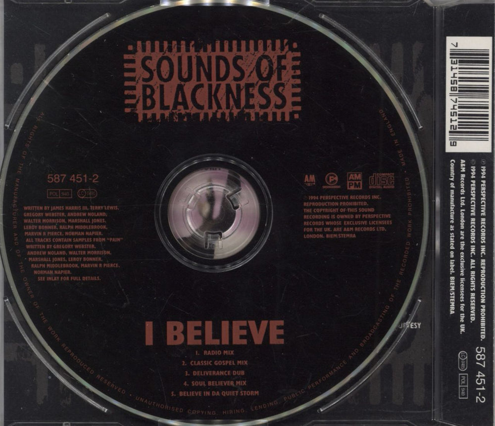 Sounds Of Blackness I Believe UK CD single (CD5 / 5") 731458745129