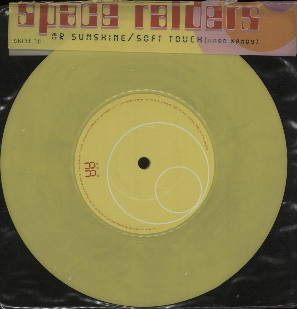 Space Raiders Mr Sunshine - Yellow Vinyl UK 7" vinyl single (7 inch record / 45) SKINT10