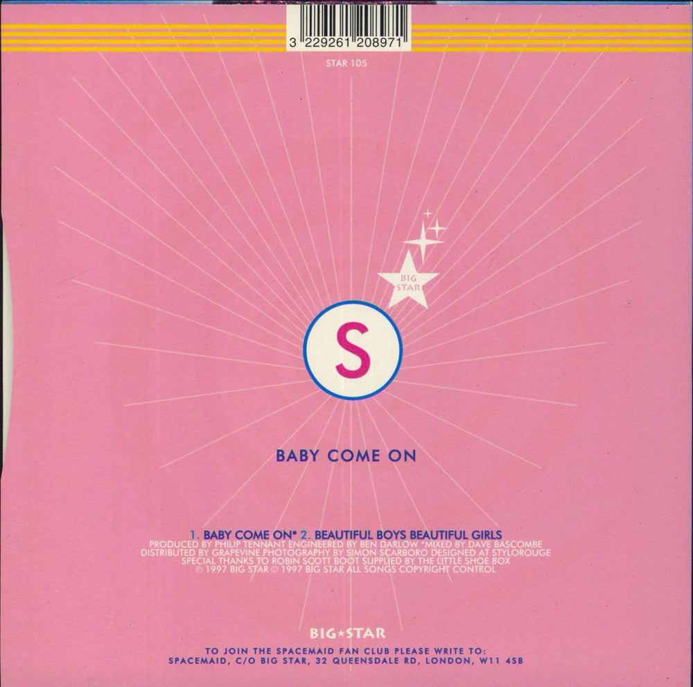 Spacemaid Baby Come On UK 7" vinyl single (7 inch record / 45) 3229261208971