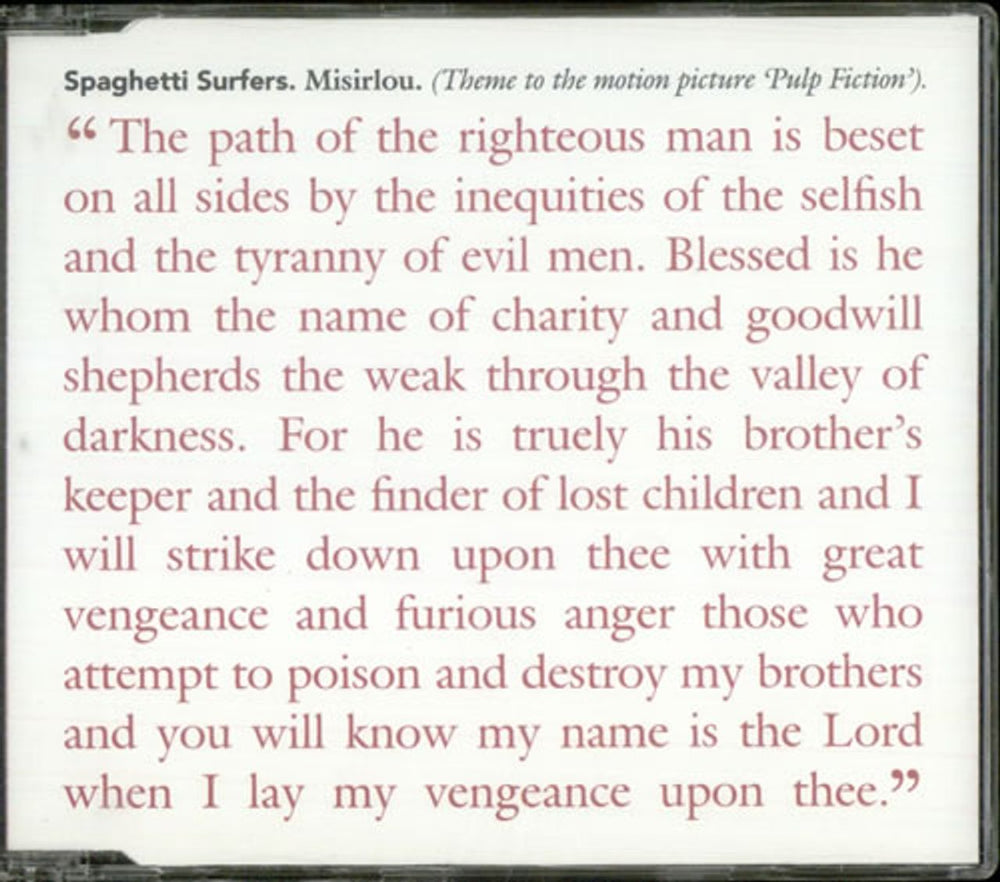 Spaghetti Surfers Misirlou UK CD single (CD5 / 5") CDTOON4