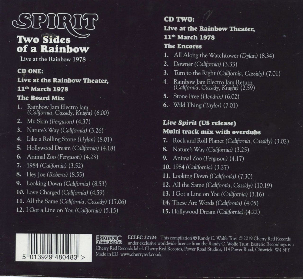 Spirit Two Sides Of A Rainbow: Remastered UK 2 CD album set (Double CD) 5013929480483