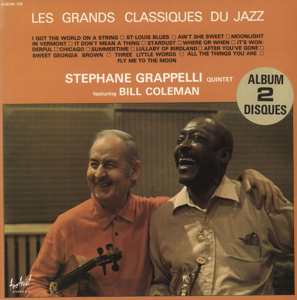 Stéphane Grappelli Les Grands Classiques Du Jazz - Gold Stickered French 2-LP vinyl record set (Double LP Album) 155