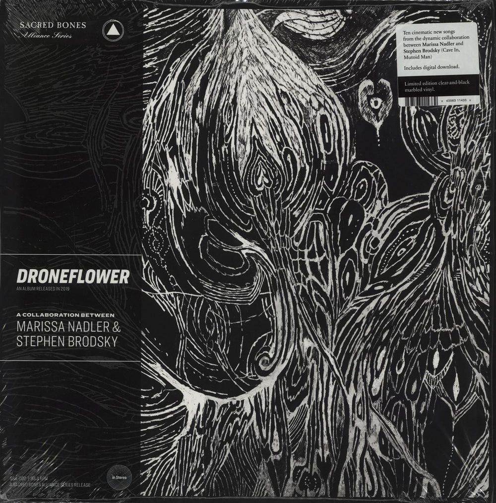 Stephen Brodsky Droneflower - Clear and Black Marble Vinyl US vinyl LP album (LP record) SBA-002