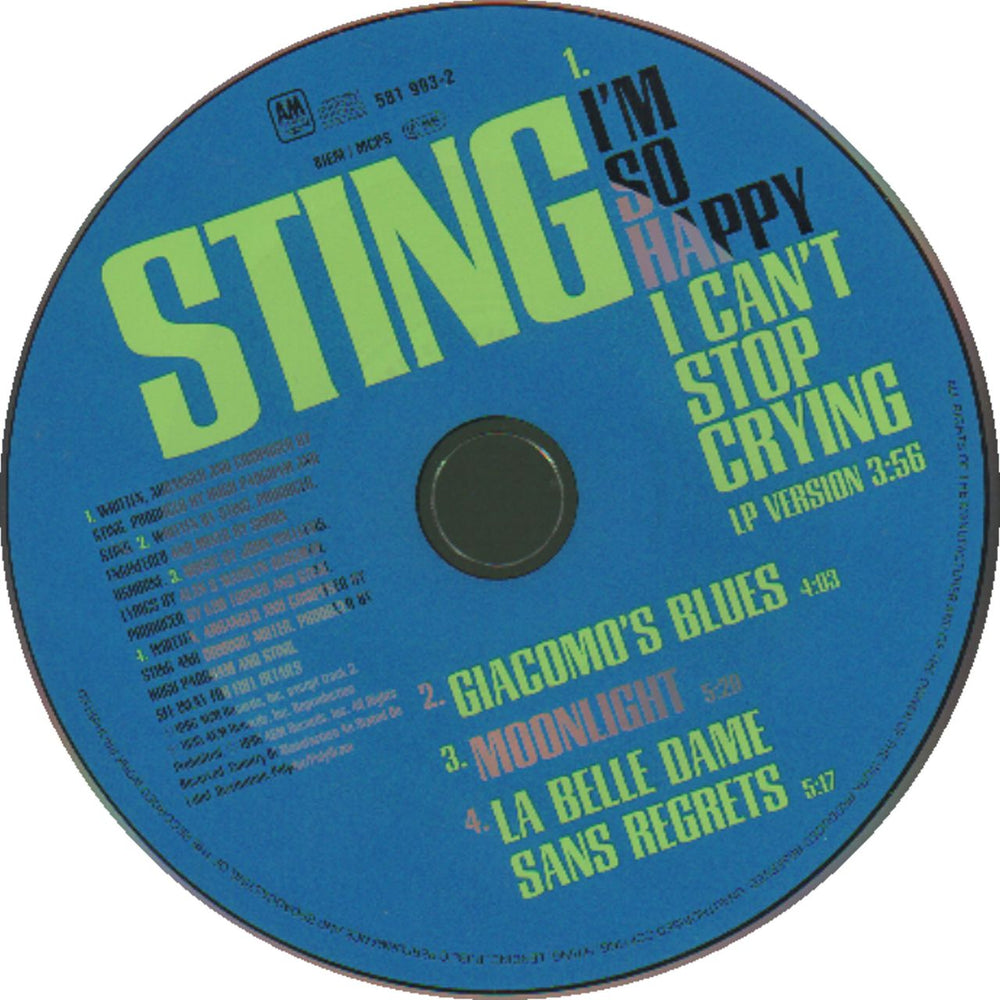 Sting I'm So Happy I Can't Stop Crying Australian CD single (CD5 / 5") STIC5IM73635