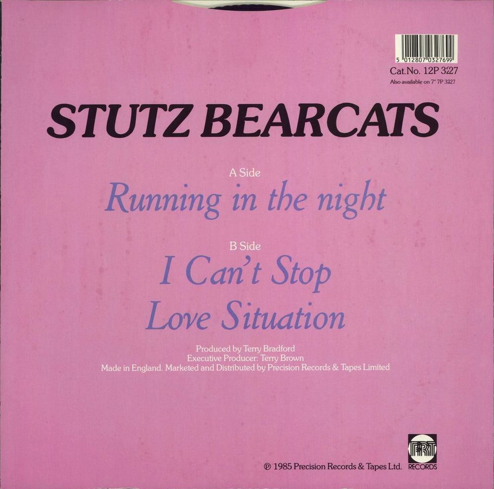 Stutz Bearcats Running In The Night UK 12" vinyl single (12 inch record / Maxi-single) 5012807032769