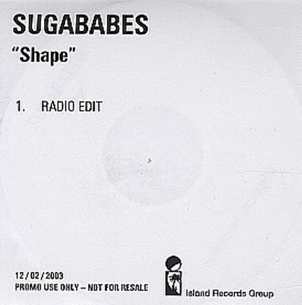 Sugababes Shape UK Promo CD-R acetate CDR ACETATE