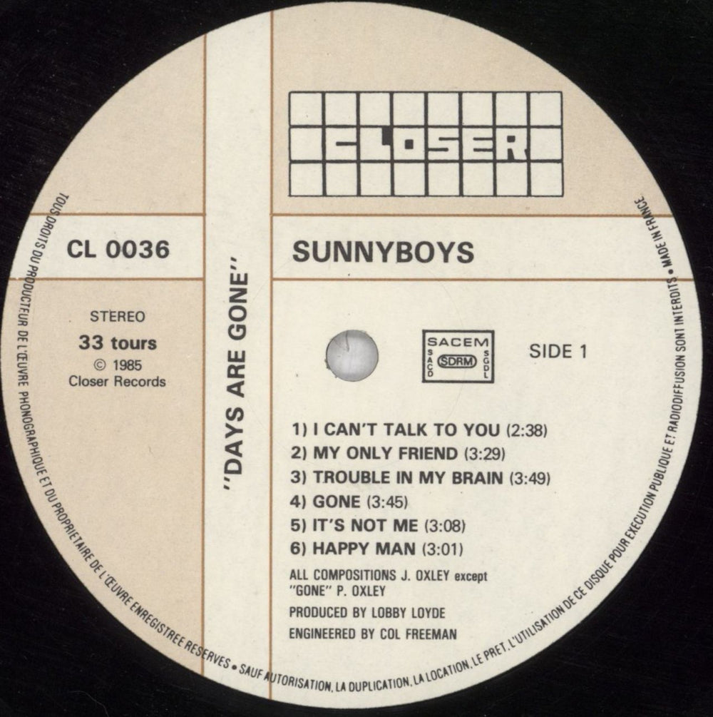 Sunnyboys Days Are Gone French 2-LP vinyl record set (Double LP Album) OZS2LDA824354