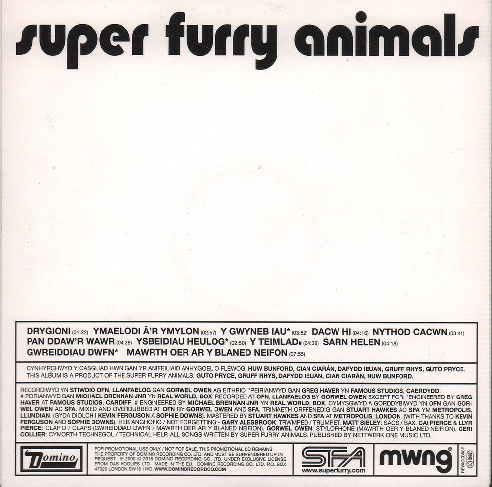 Super Furry Animals MWNG UK Promo CD album (CDLP) SFACDMW663407