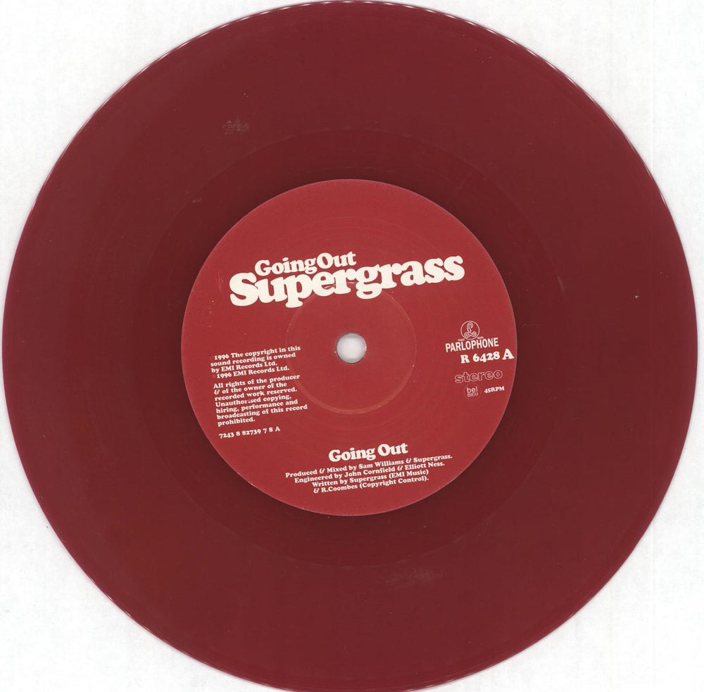 Supergrass Going Out - Burgundy Vinyl UK 7" vinyl single (7 inch record / 45) SGS07GO61135