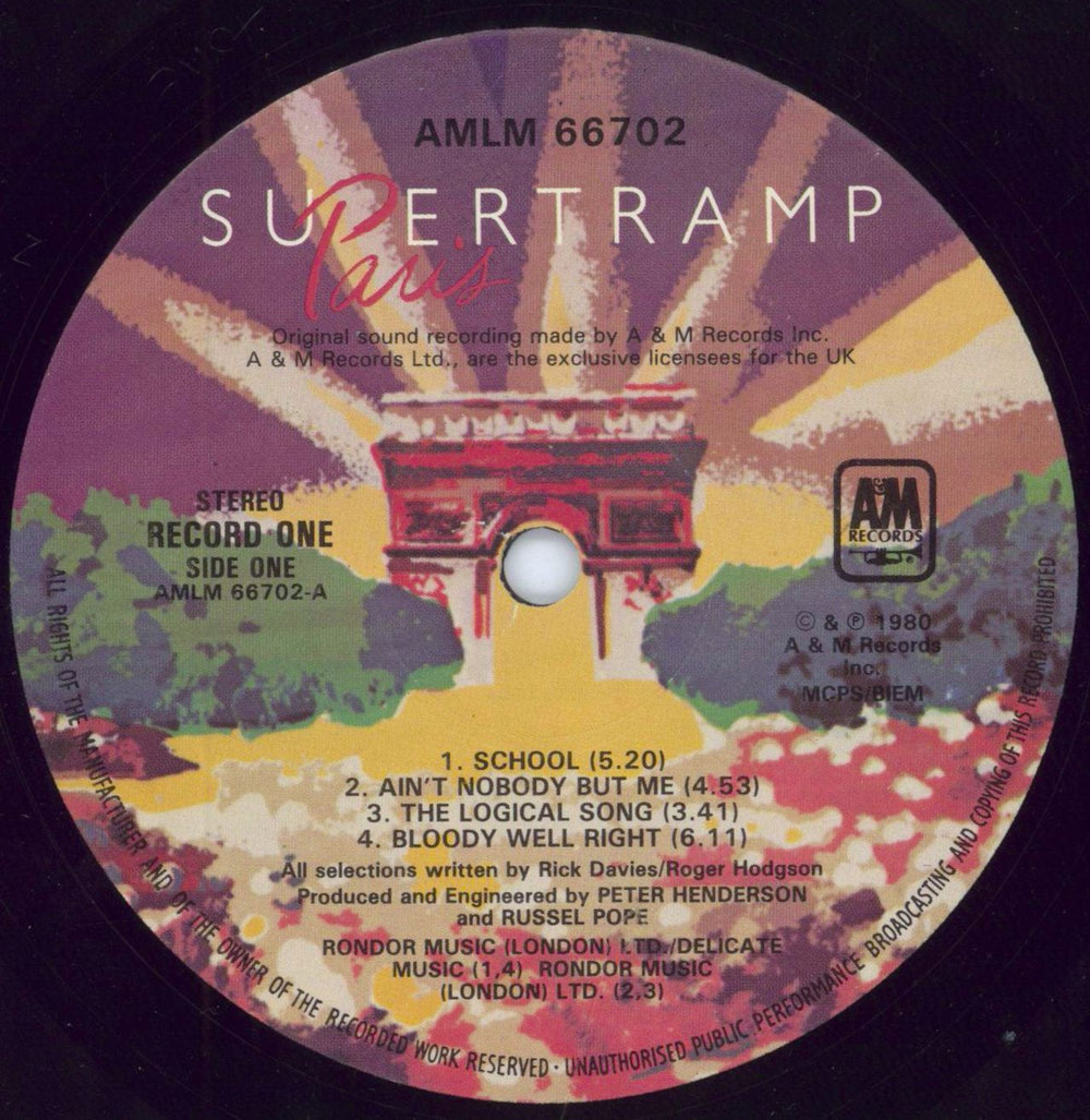 Supertramp Paris  - VG UK 2-LP vinyl record set (Double LP Album) SPT2LPA796504