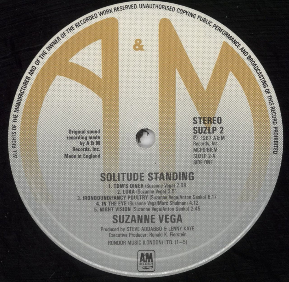 Suzanne Vega Solitude Standing - shrink + insert UK vinyl LP album (LP record) VEGLPSO817906