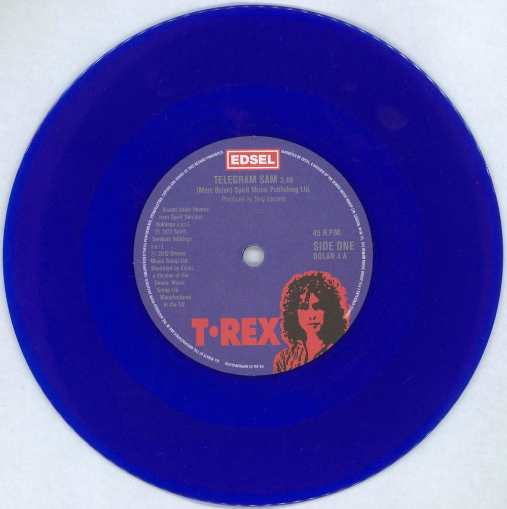 T-Rex / Tyrannosaurus Rex Telegram Sam - RSD12 - Blue Vinyl UK Promo 7" vinyl single (7 inch record / 45) REX07TE620928