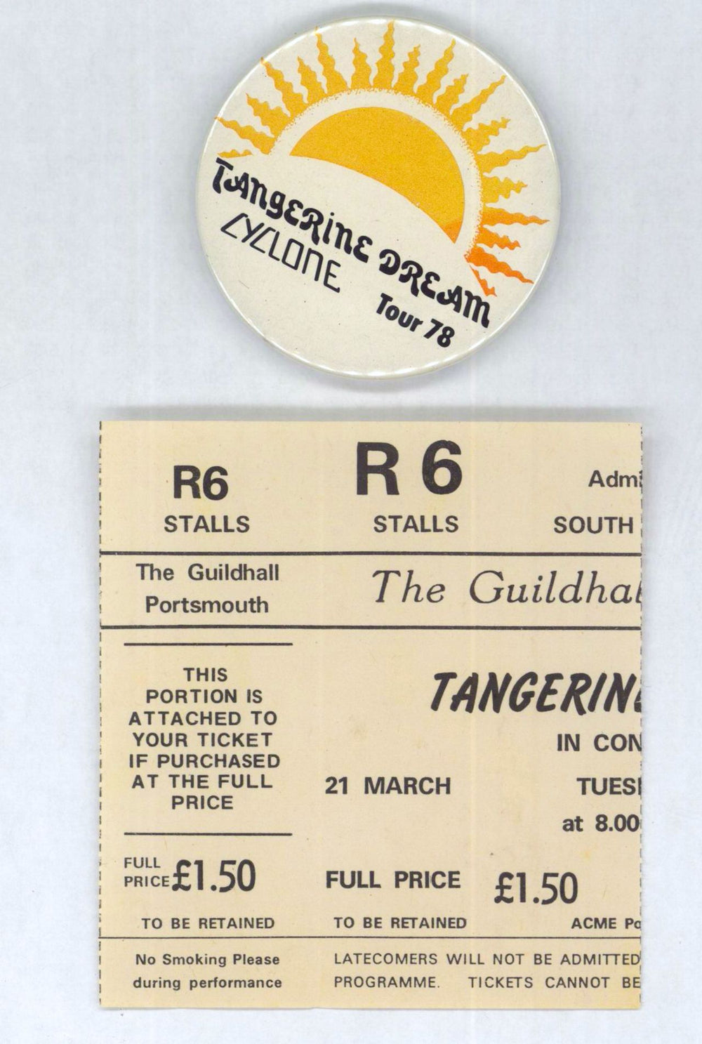 Tangerine Dream 1978 - Nineteen Seventy Eight + Ticket Stub Portsmouth & Badge UK tour programme TANTRNI816401