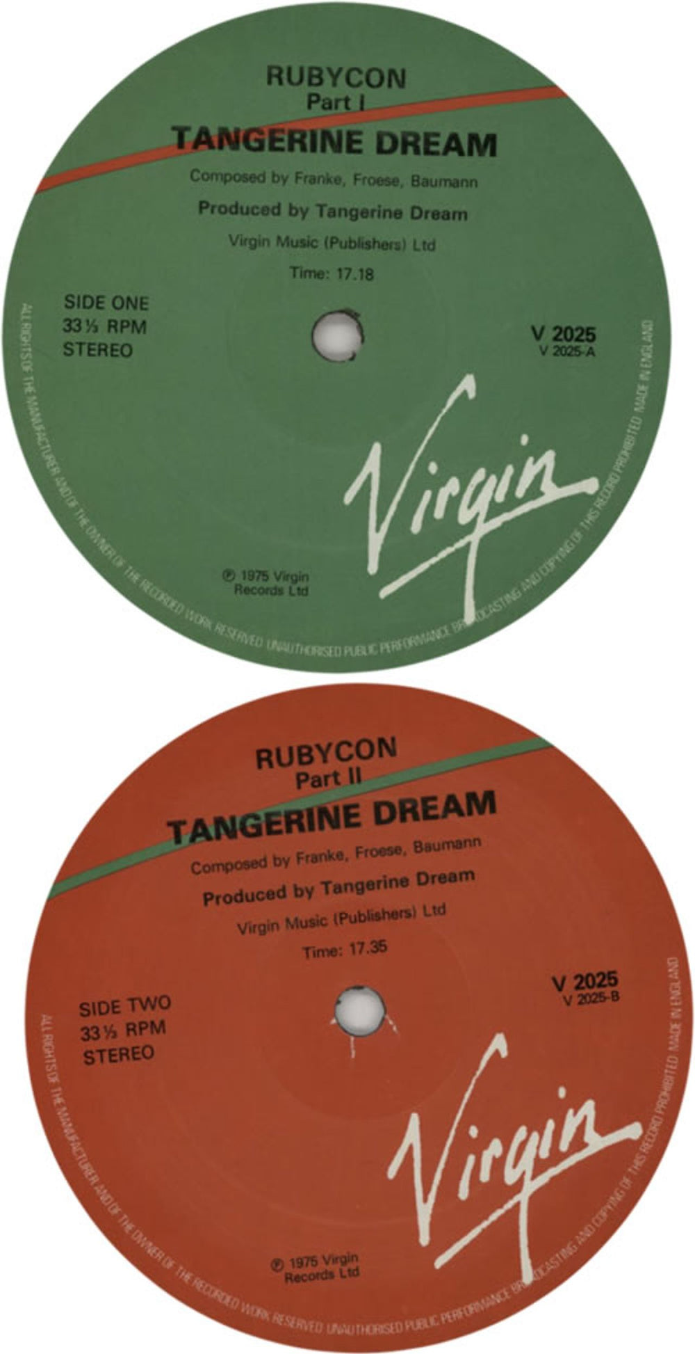 Tangerine Dream Rubycon - red/green label UK vinyl LP album (LP record) TANLPRU337825