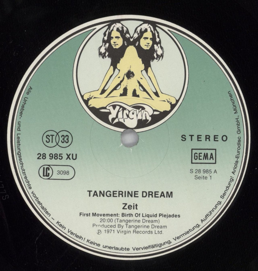 Tangerine Dream Zeit German 2-LP vinyl record set (Double LP Album) TAN2LZE822702