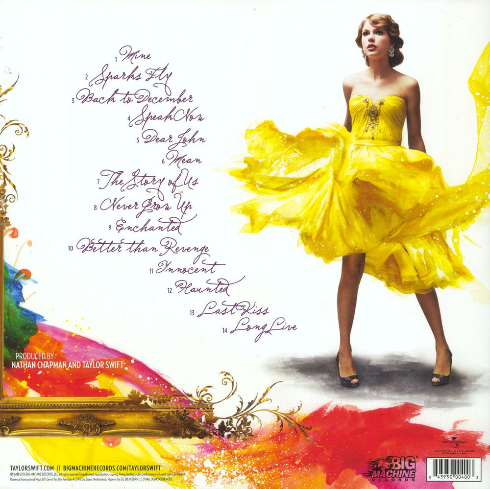 Taylor Swift Speak Now (Original Version) - EX UK 2-LP vinyl record set (Double LP Album) 843930004003