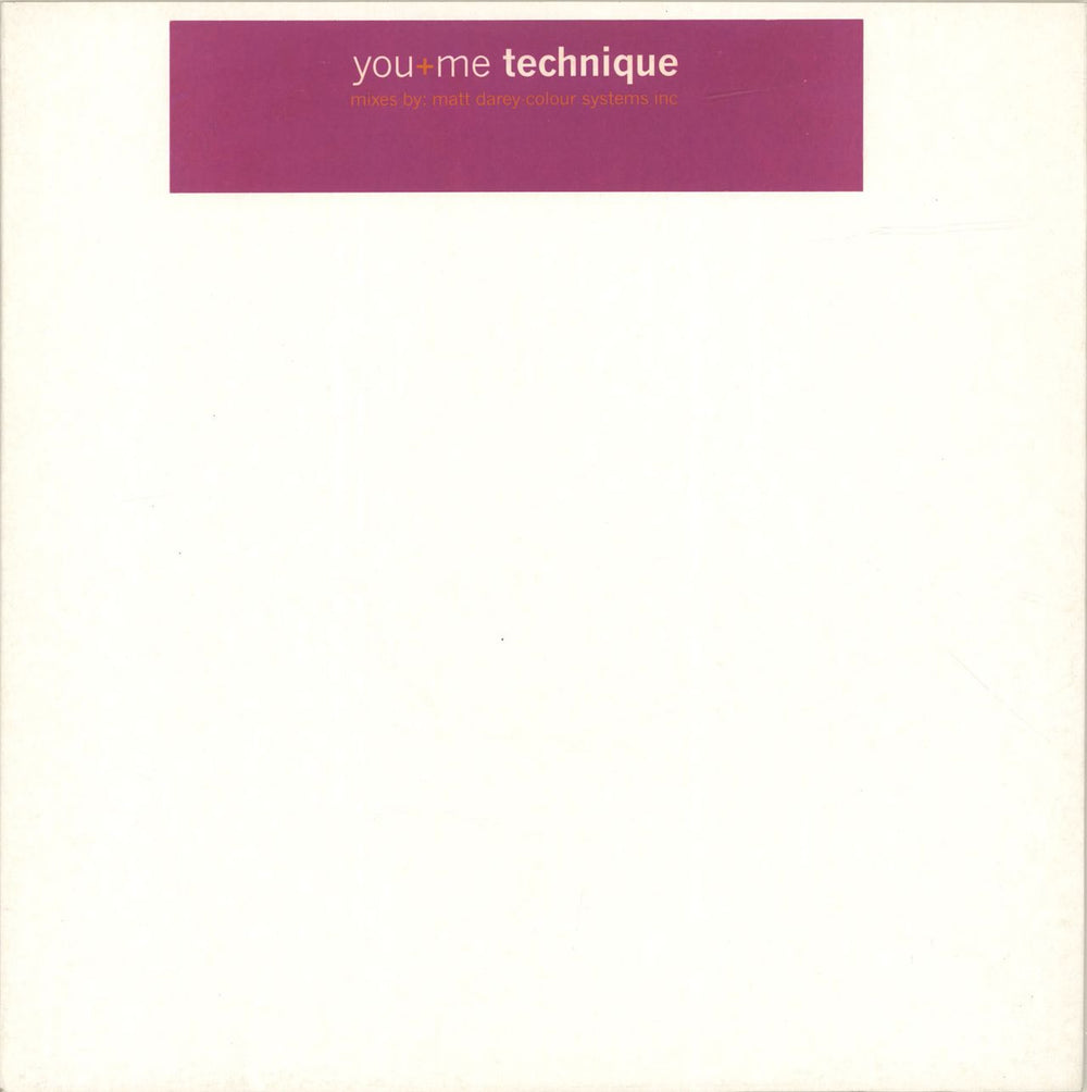 Technique You + Me UK Promo 12" vinyl single (12 inch record / Maxi-single) CTP315X