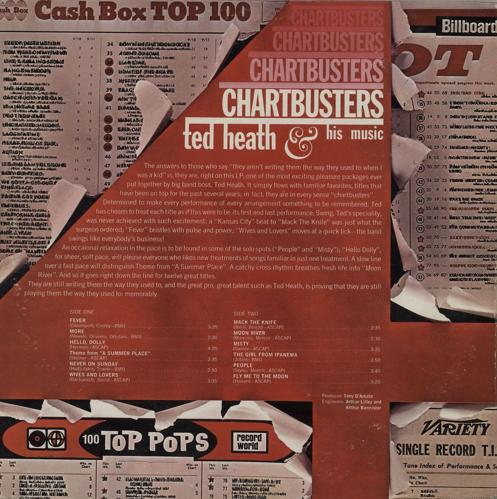 Ted Heath Chartbusters US vinyl LP album (LP record)