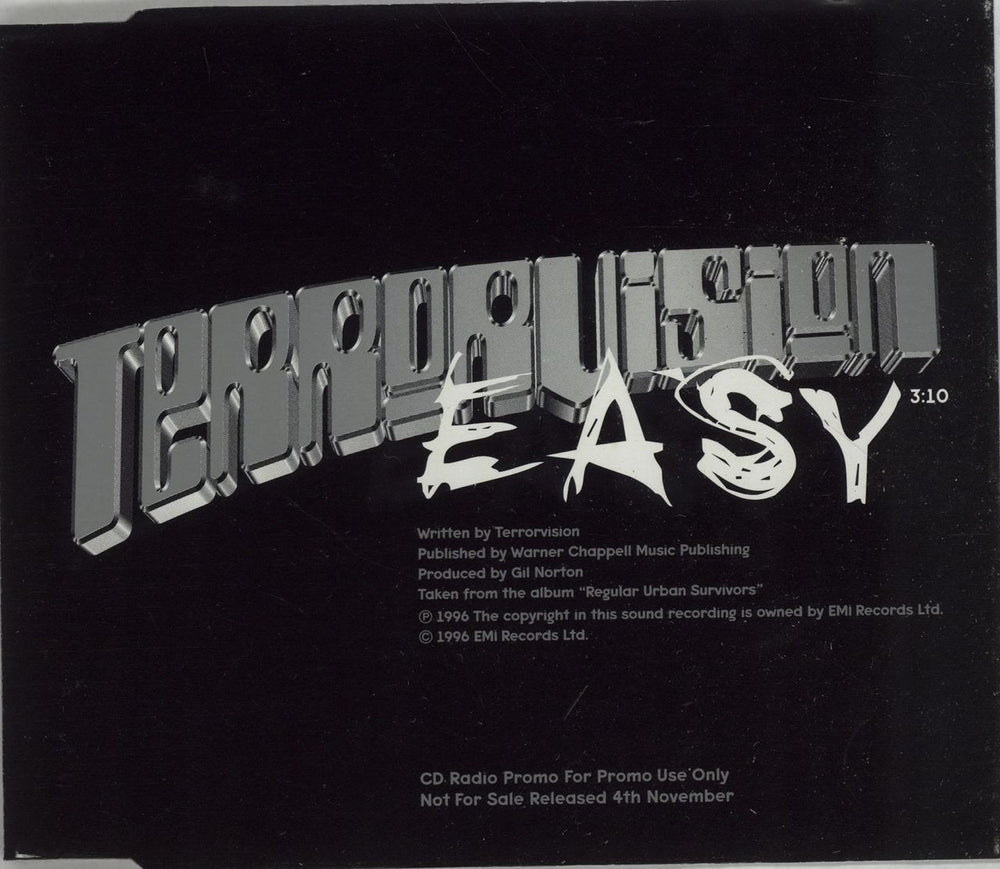 Terrorvision Easy UK Promo CD single (CD5 / 5") CDVEGADJ14