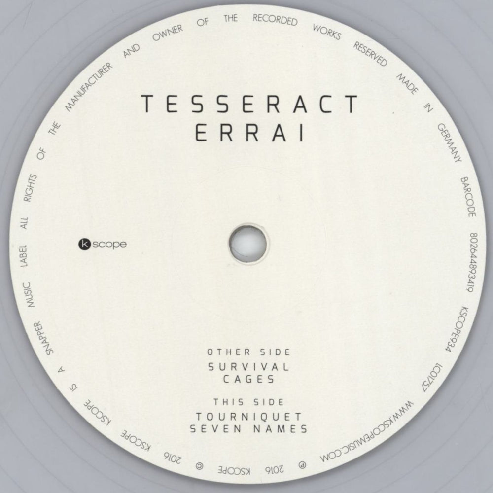 TesseracT Errai - Clear Vinyl UK vinyl LP album (LP record) 43ULPER815959