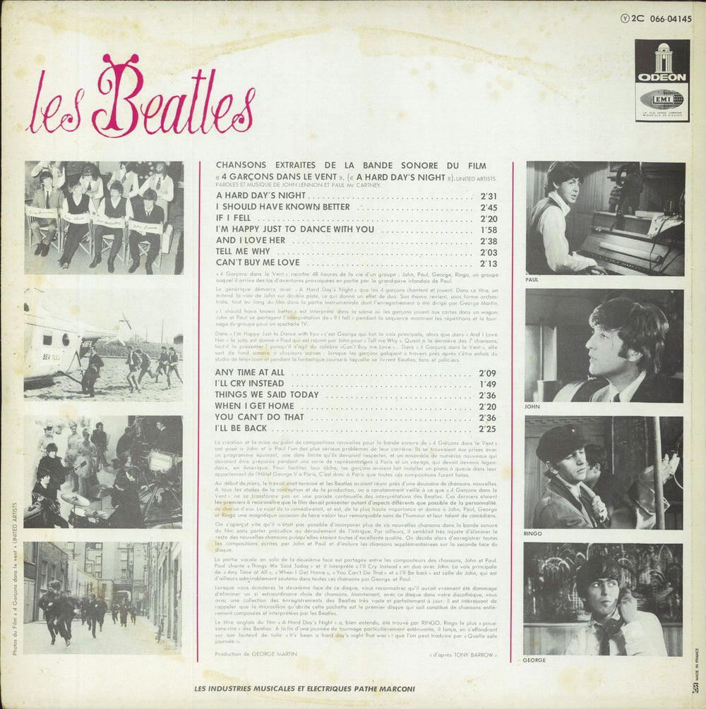 The Beatles 4 Garçons Dans Le Vent French vinyl LP album (LP record)