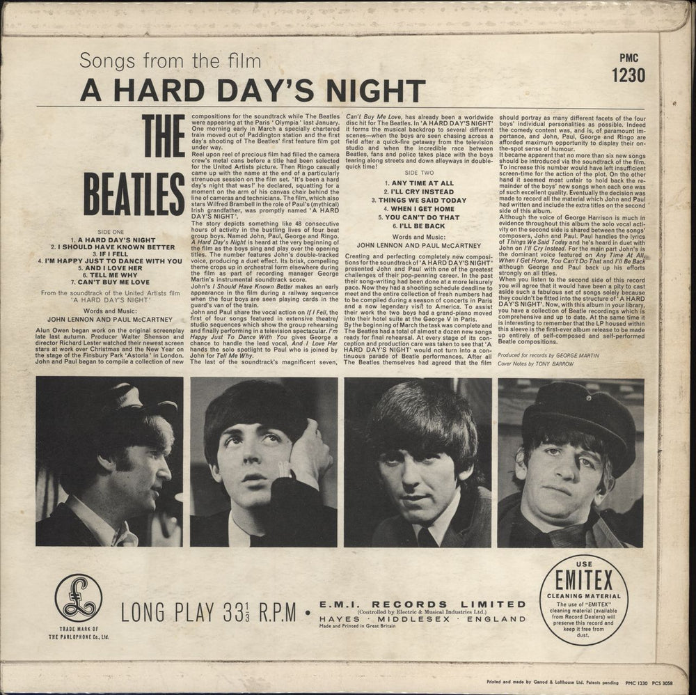 The Beatles A Hard Day's Night - 1st - G&L - VG UK vinyl LP album (LP record)