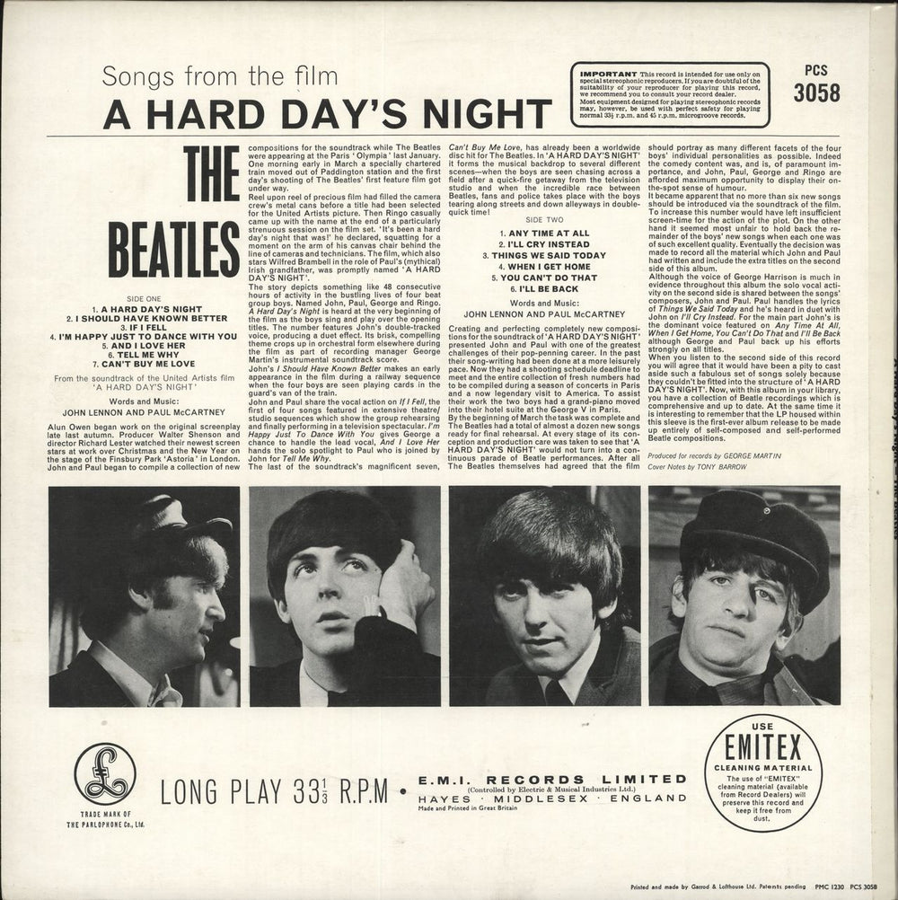 The Beatles A Hard Day's Night - 2 Box - Gram UK vinyl LP album (LP record)