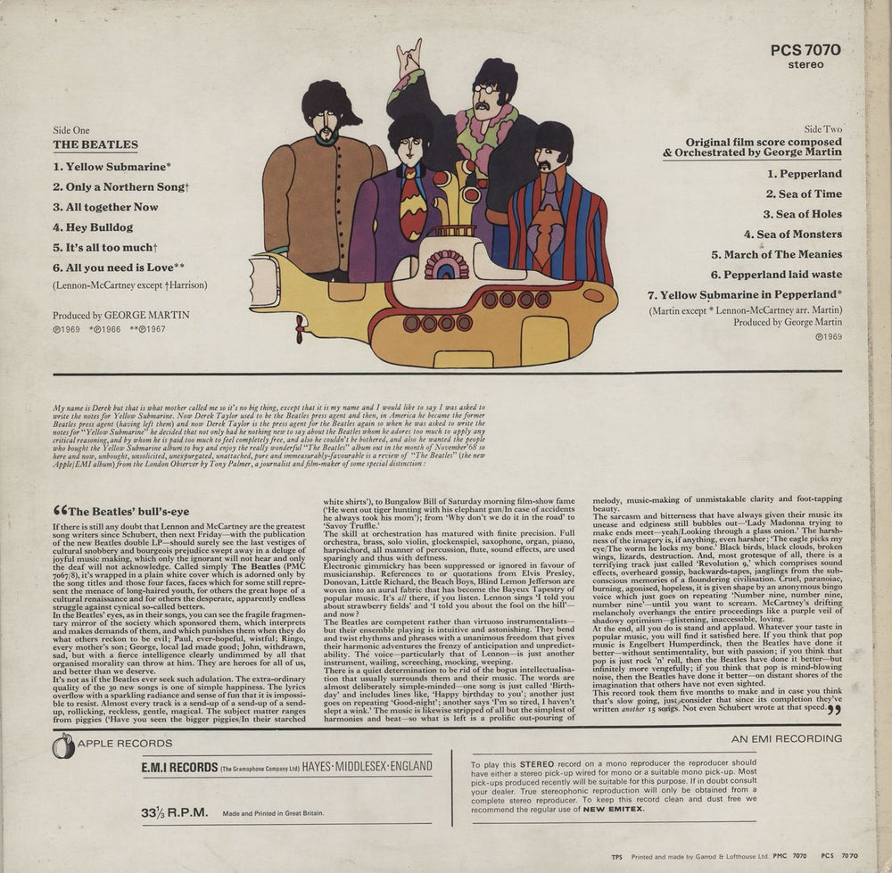 The Beatles Yellow Submarine - 4th - VG UK vinyl LP album (LP record)