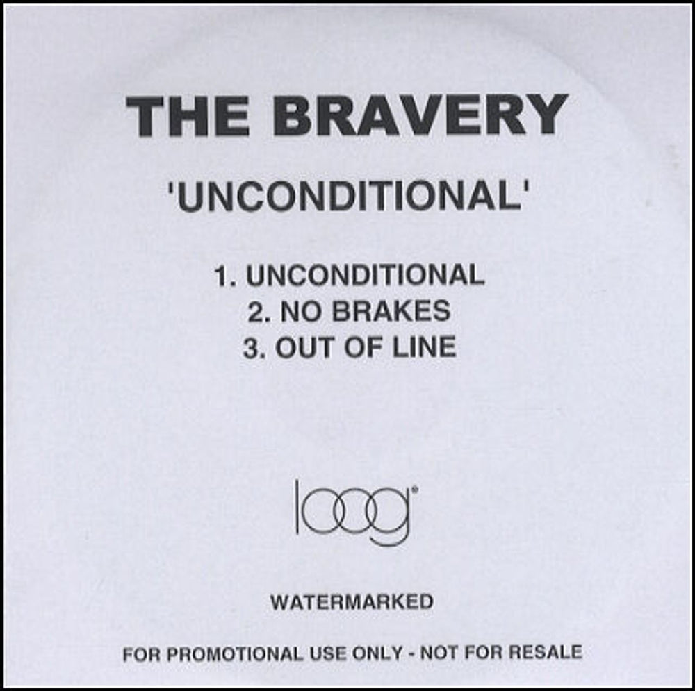 The Bravery Unconditional UK Promo CD-R acetate CD-R ACETATE