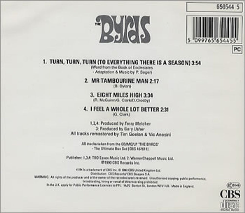 The Byrds Four Dimensions EP UK CD single (CD5 / 5") BYRC5FO42054