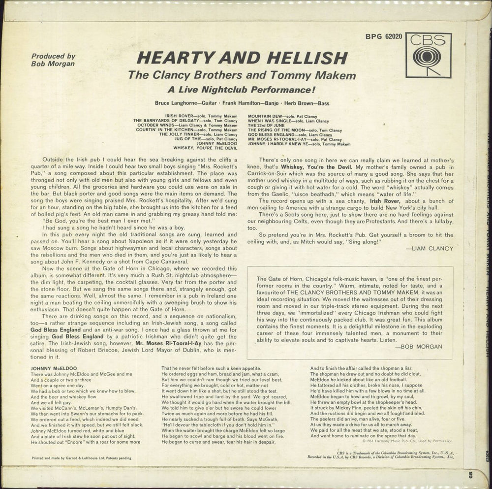 The Clancy Brothers & Tommy Makem Hearty And Hellish - 1st Mono UK vinyl LP album (LP record)