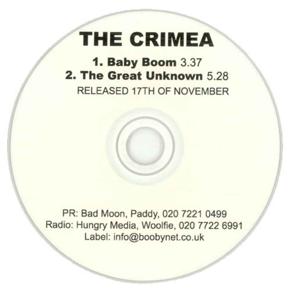 The Crimea Baby Boom UK Promo CD-R acetate CD-R ACETATE