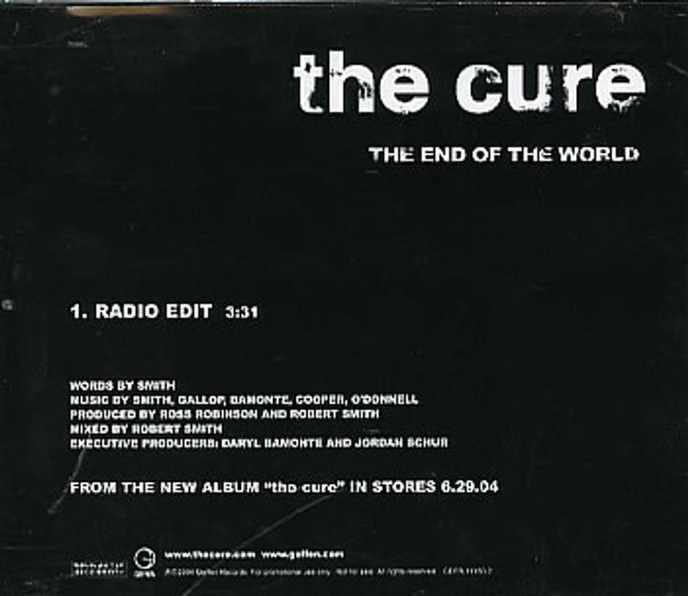 The Cure The End Of The World US Promo CD single (CD5 / 5") GEFR-11160-2