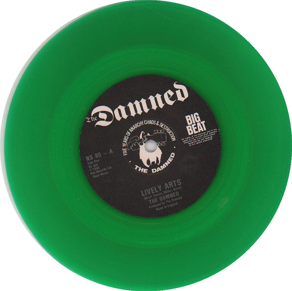 The Damned Lively Arts - Green Vinyl UK 7" vinyl single (7 inch record / 45)