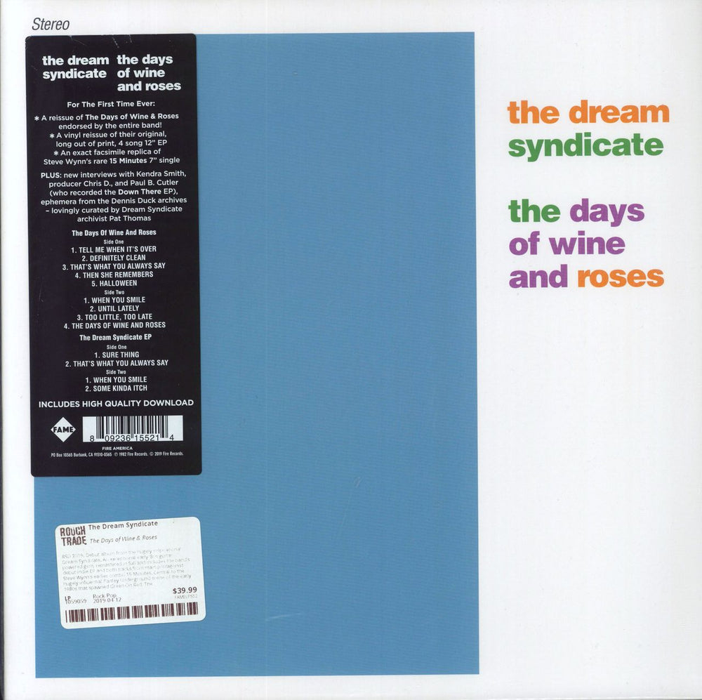 The Dream Syndicate The Days Of Wine And Roses - RSD 2019 UK vinyl LP album (LP record) FAMELP552