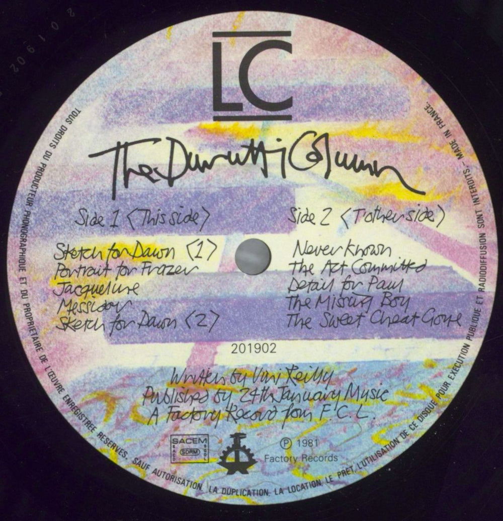 The Durutti Column L.C. French vinyl LP album (LP record) DTILPLC824748