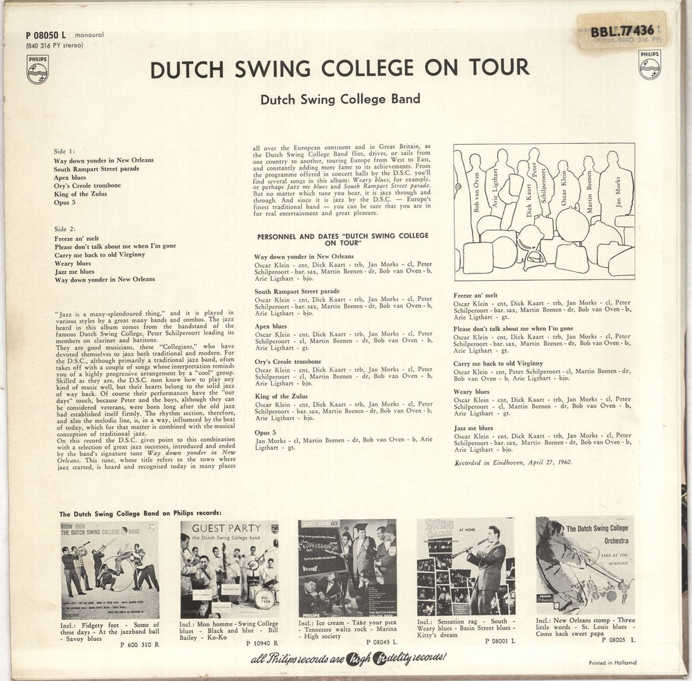 The Dutch Swing College Band On Tour Dutch vinyl LP album (LP record)