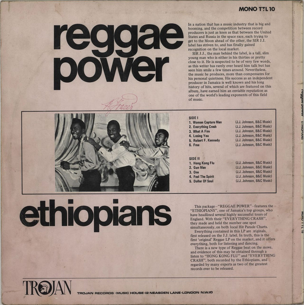 The Ethiopians Reggae Power - VG UK vinyl LP album (LP record) AU5LPRE752753